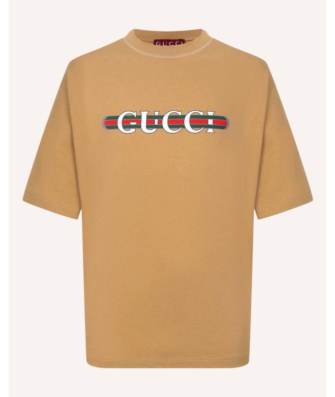 GUCCI Бежевая хлопковая футболка, фото 5