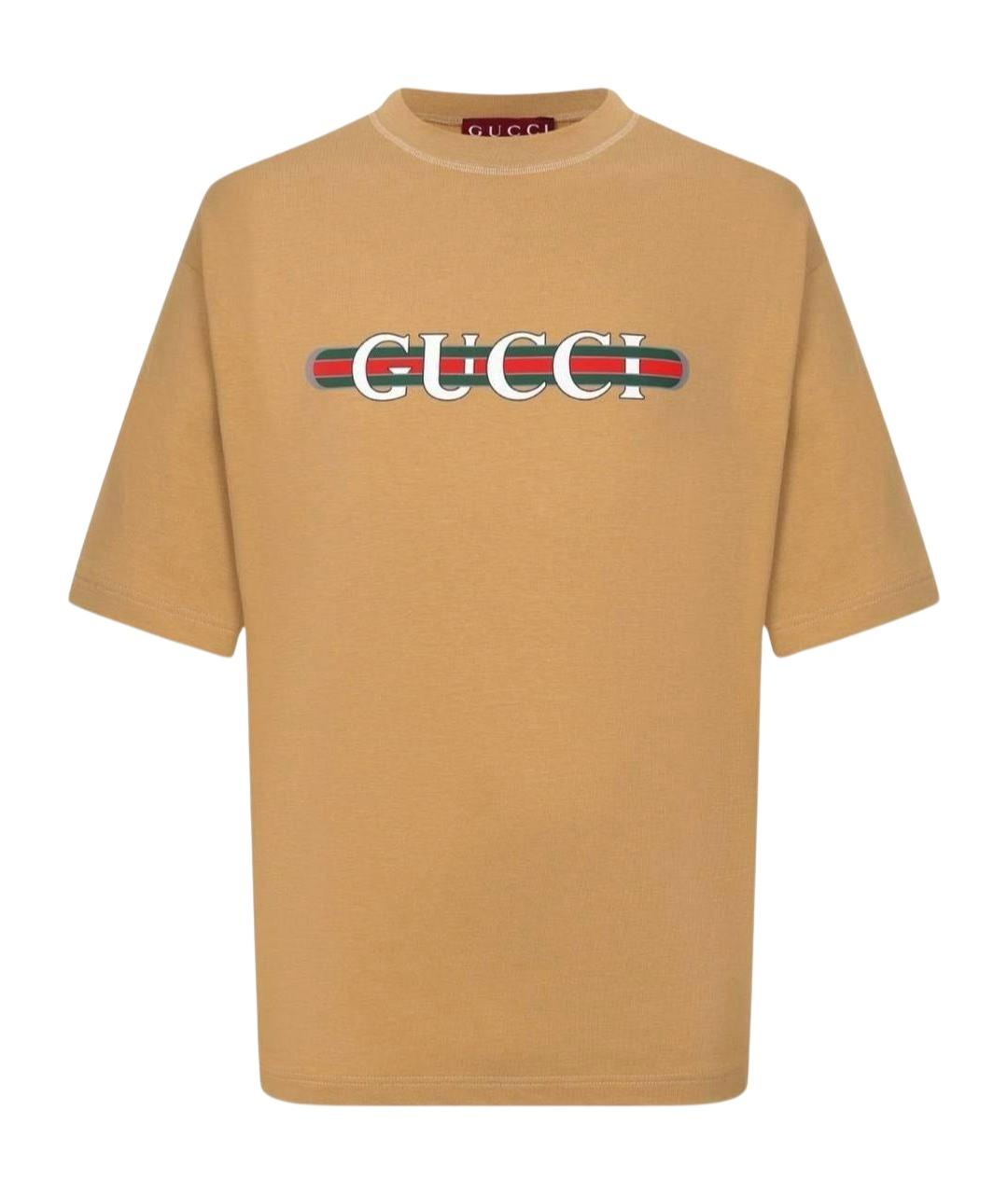 GUCCI Бежевая хлопковая футболка, фото 1