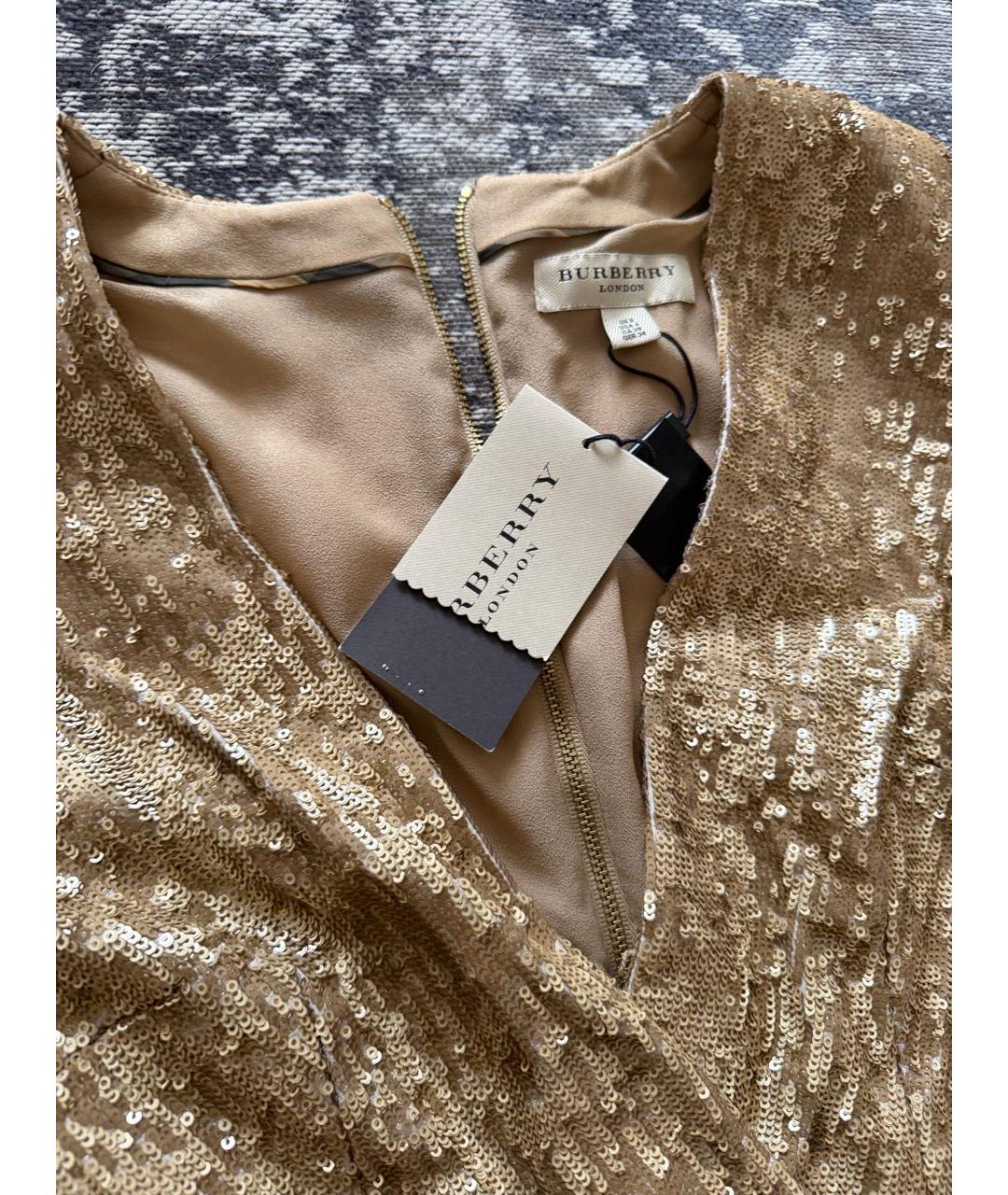 BURBERRY Золотое коктейльное платье, фото 2