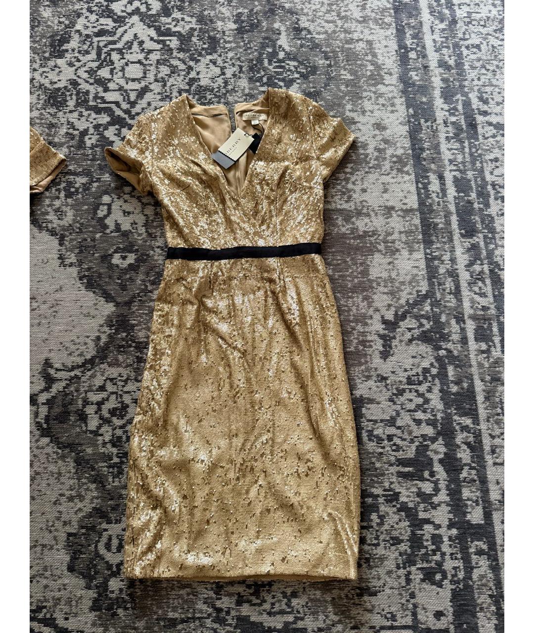 BURBERRY Золотое коктейльное платье, фото 4