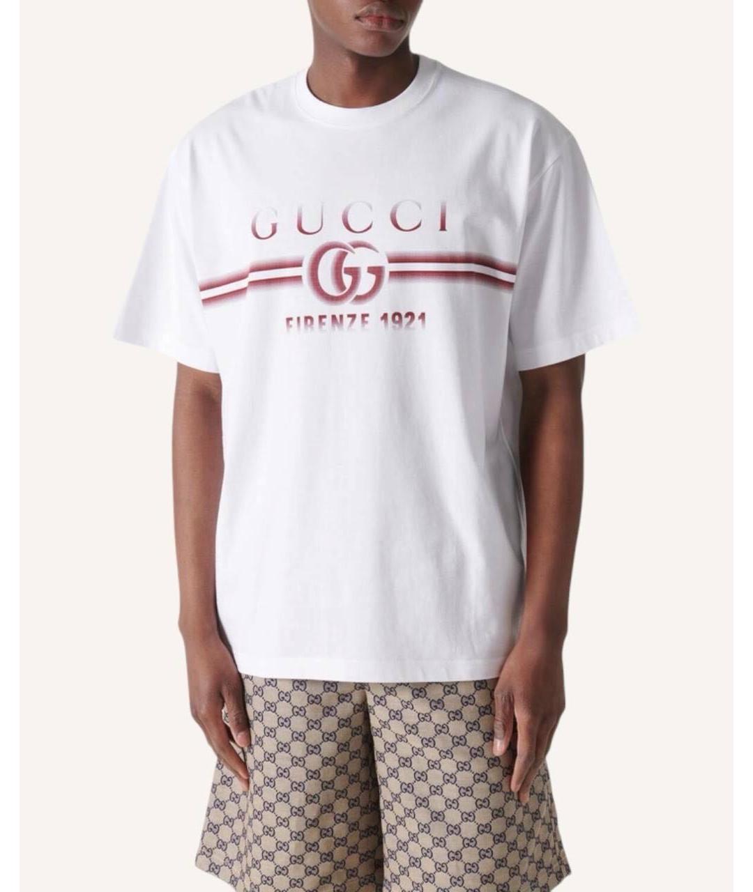 GUCCI Белая хлопковая футболка, фото 2