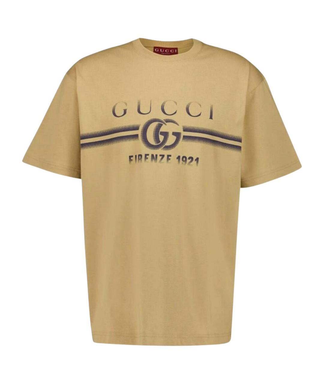 GUCCI Бежевая хлопковая футболка, фото 1