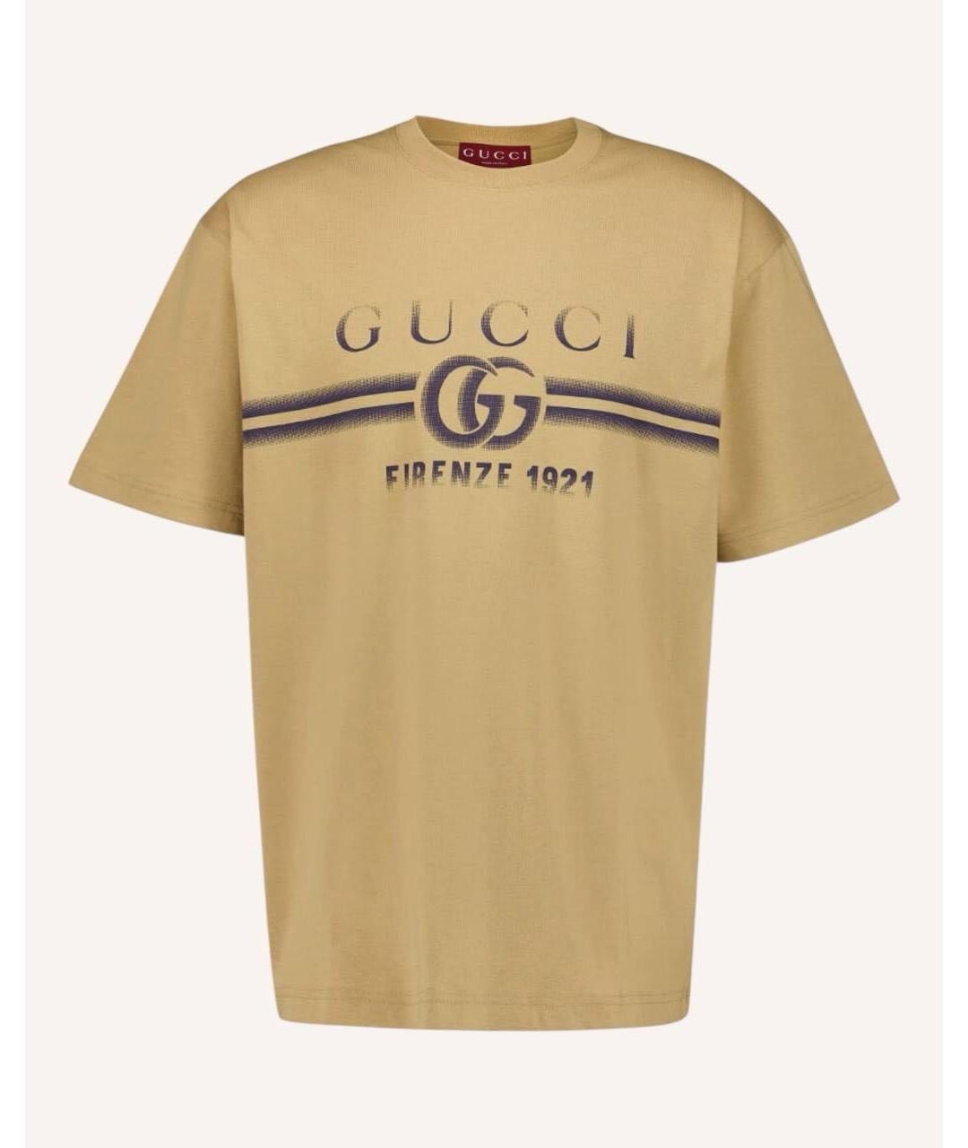 GUCCI Бежевая хлопковая футболка, фото 3