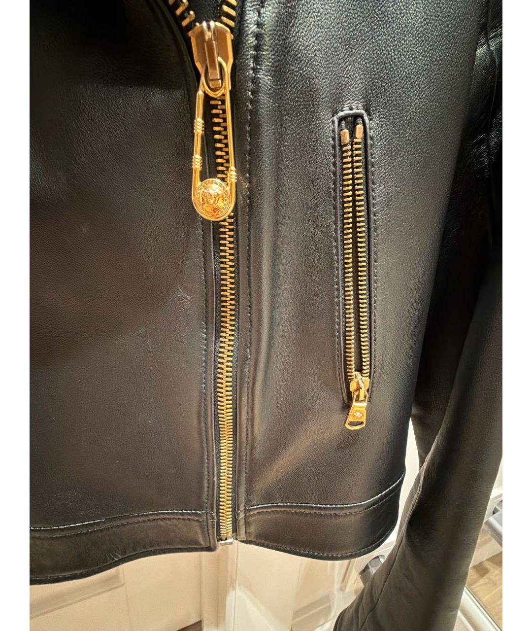 VERSACE Черная кожаная куртка, фото 4