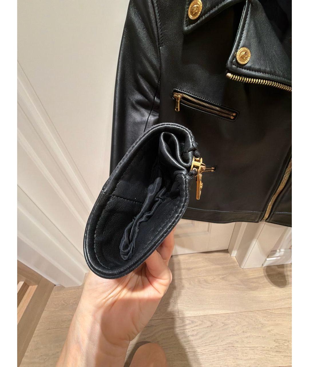 VERSACE Черная кожаная куртка, фото 6
