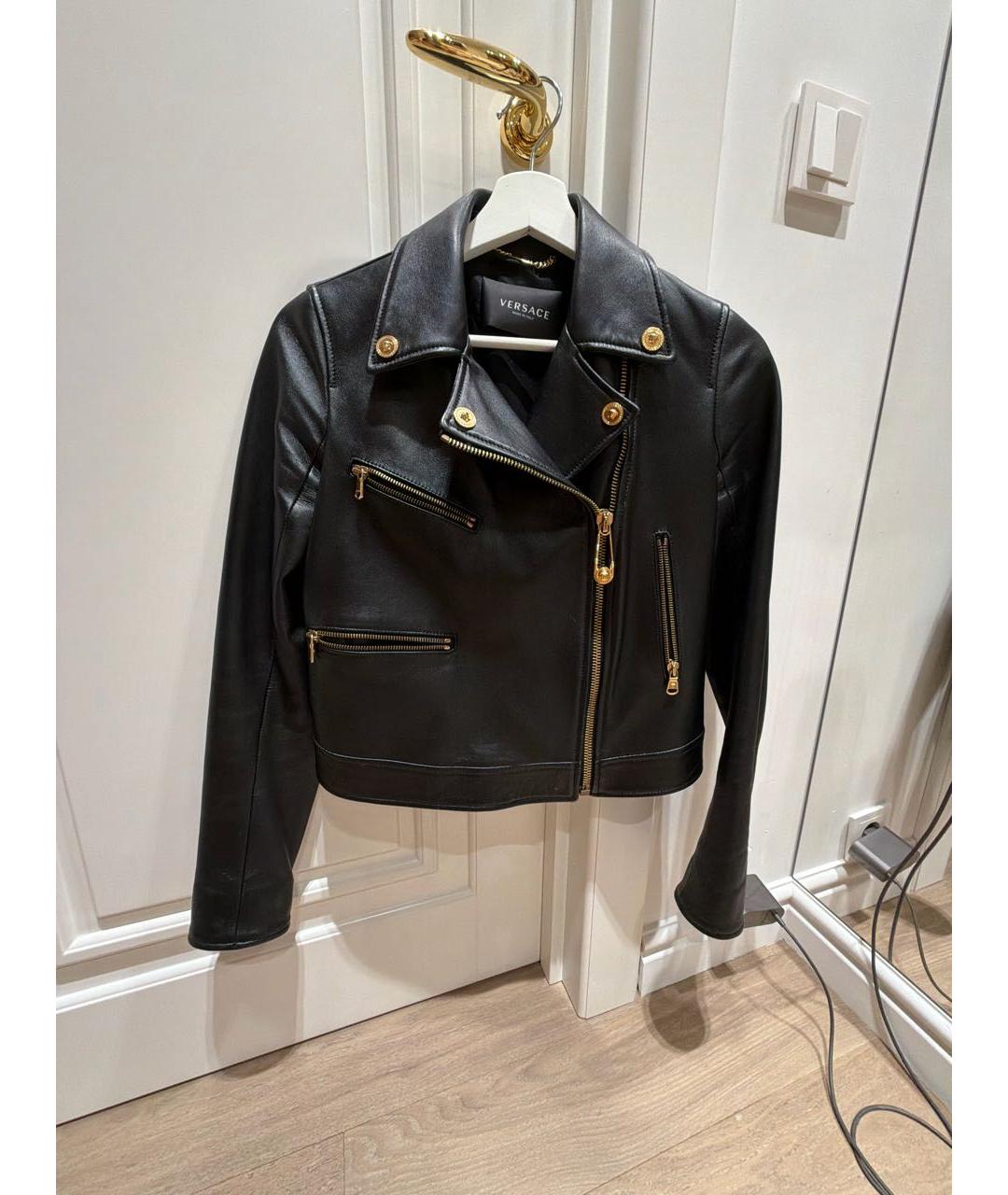 VERSACE Черная кожаная куртка, фото 8