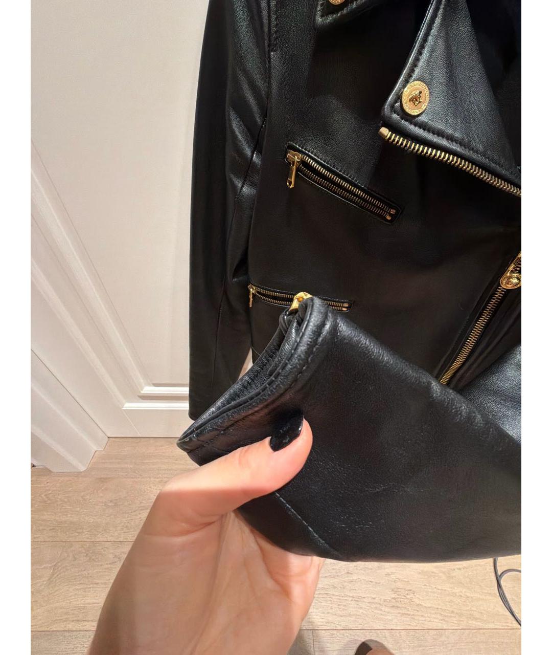 VERSACE Черная кожаная куртка, фото 7