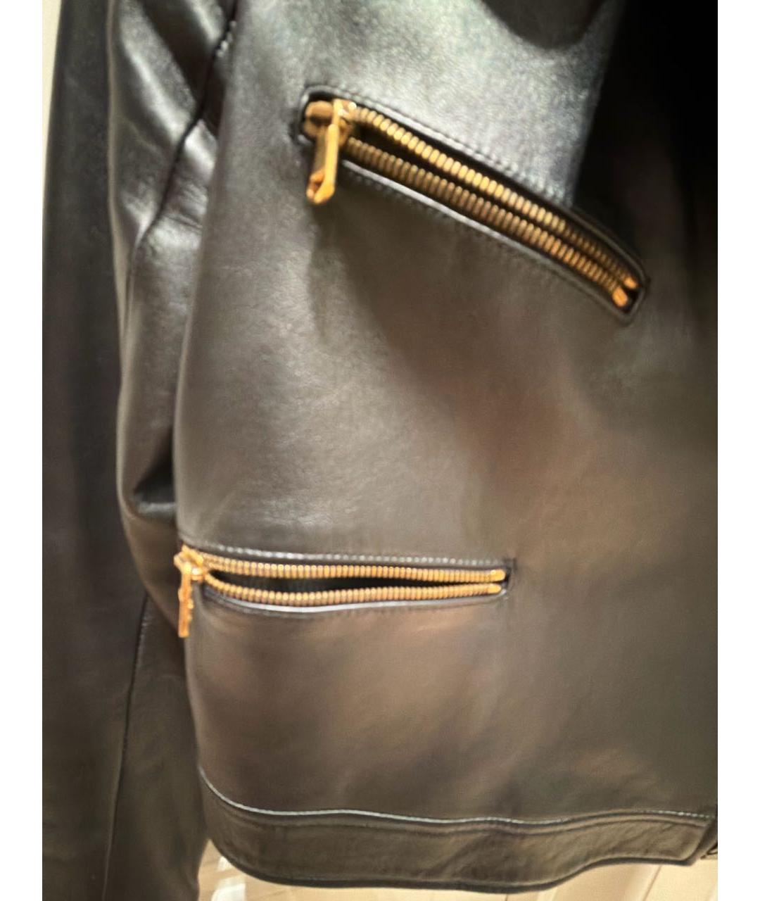 VERSACE Черная кожаная куртка, фото 5