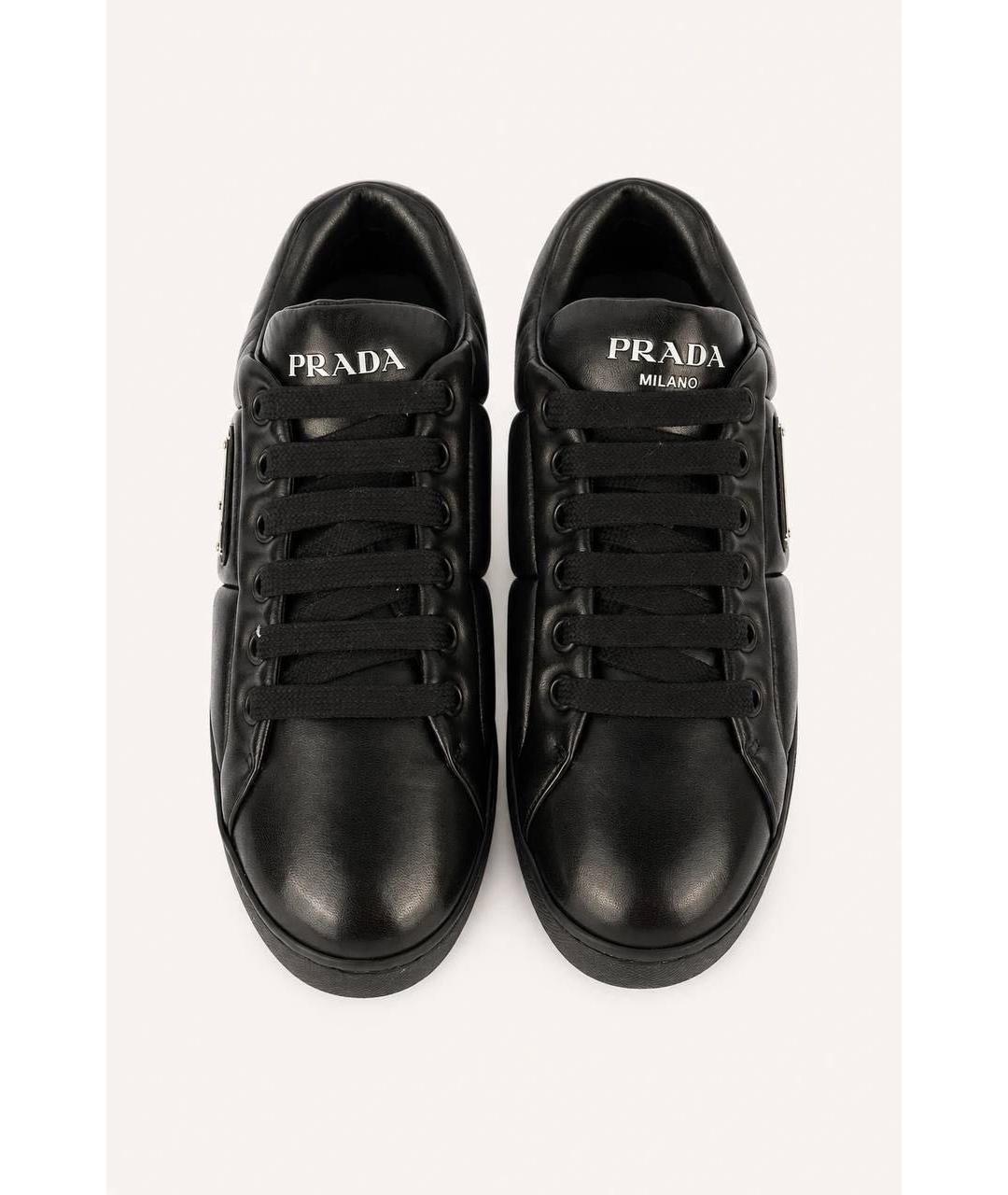 PRADA Черные кожаные кроссовки, фото 2