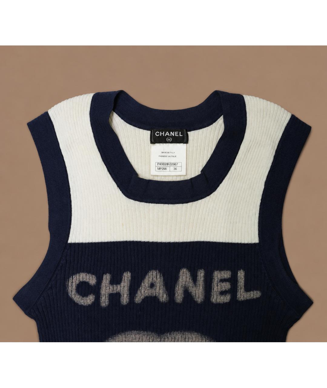 CHANEL Мульти хлопко-эластановая футболка, фото 7