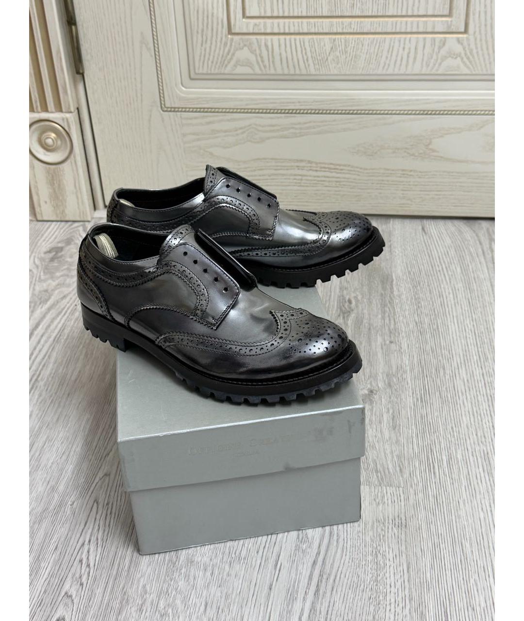 OFFICINE CREATIVE Серые кожаные брогги и оксфорды, фото 2