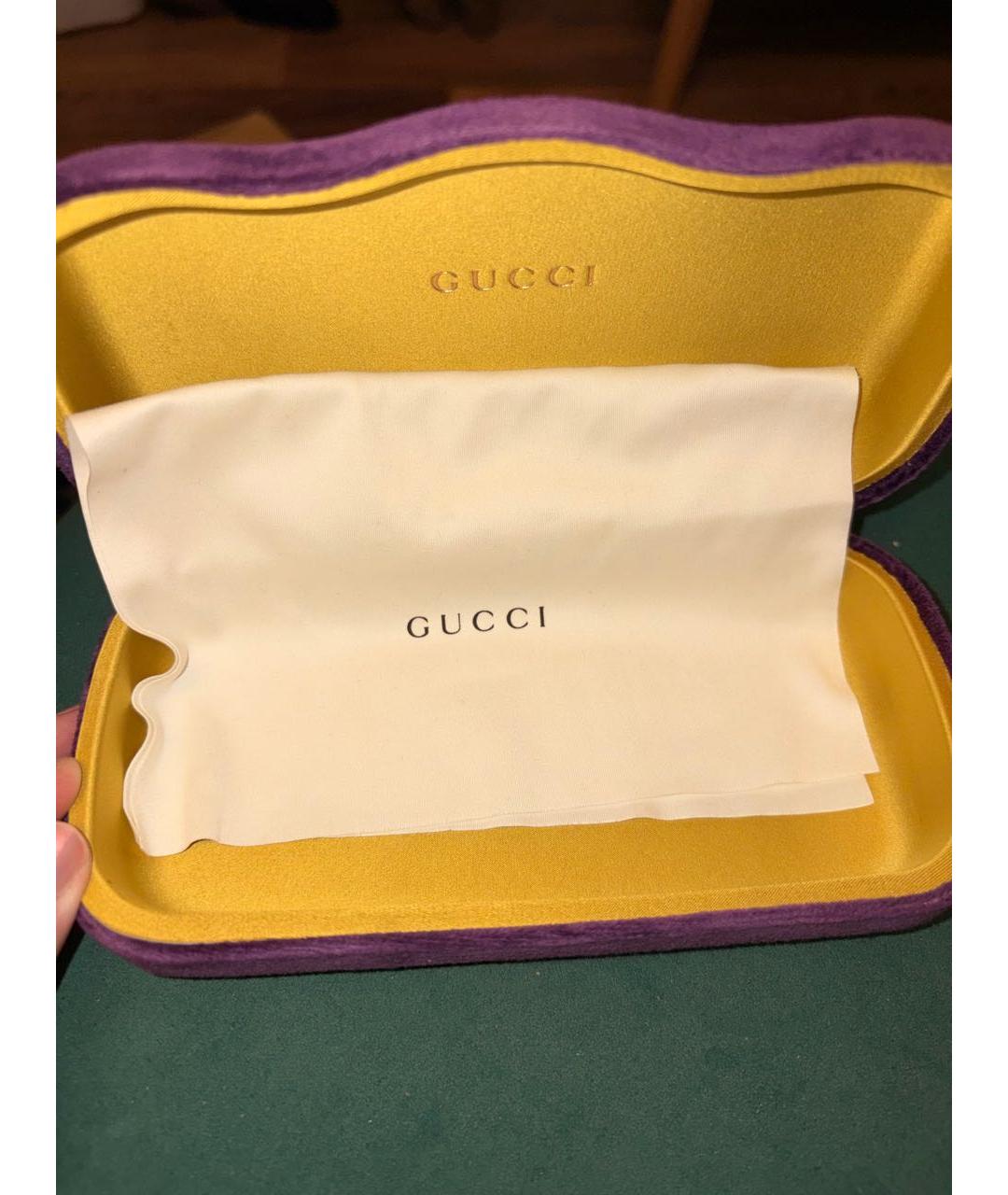 GUCCI Золотые металлические солнцезащитные очки, фото 4