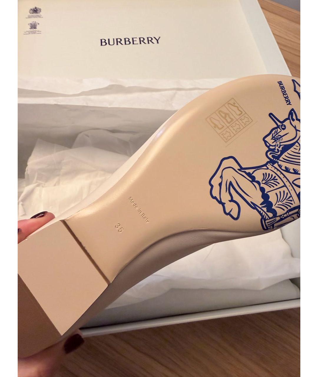 BURBERRY Бежевые кожаные балетки, фото 5