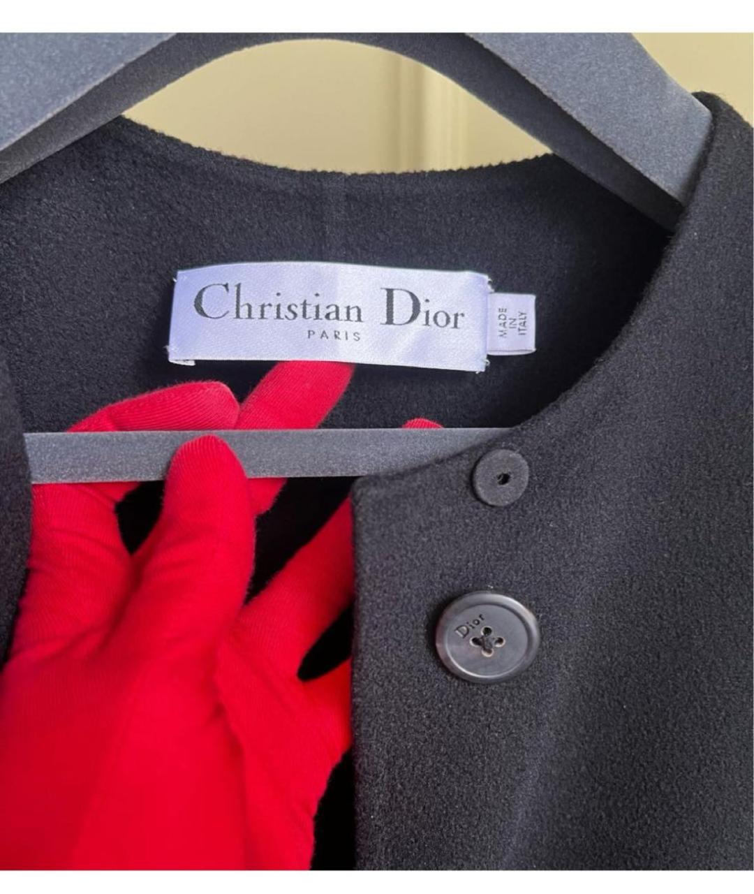 CHRISTIAN DIOR Черное кашемировое пальто, фото 7