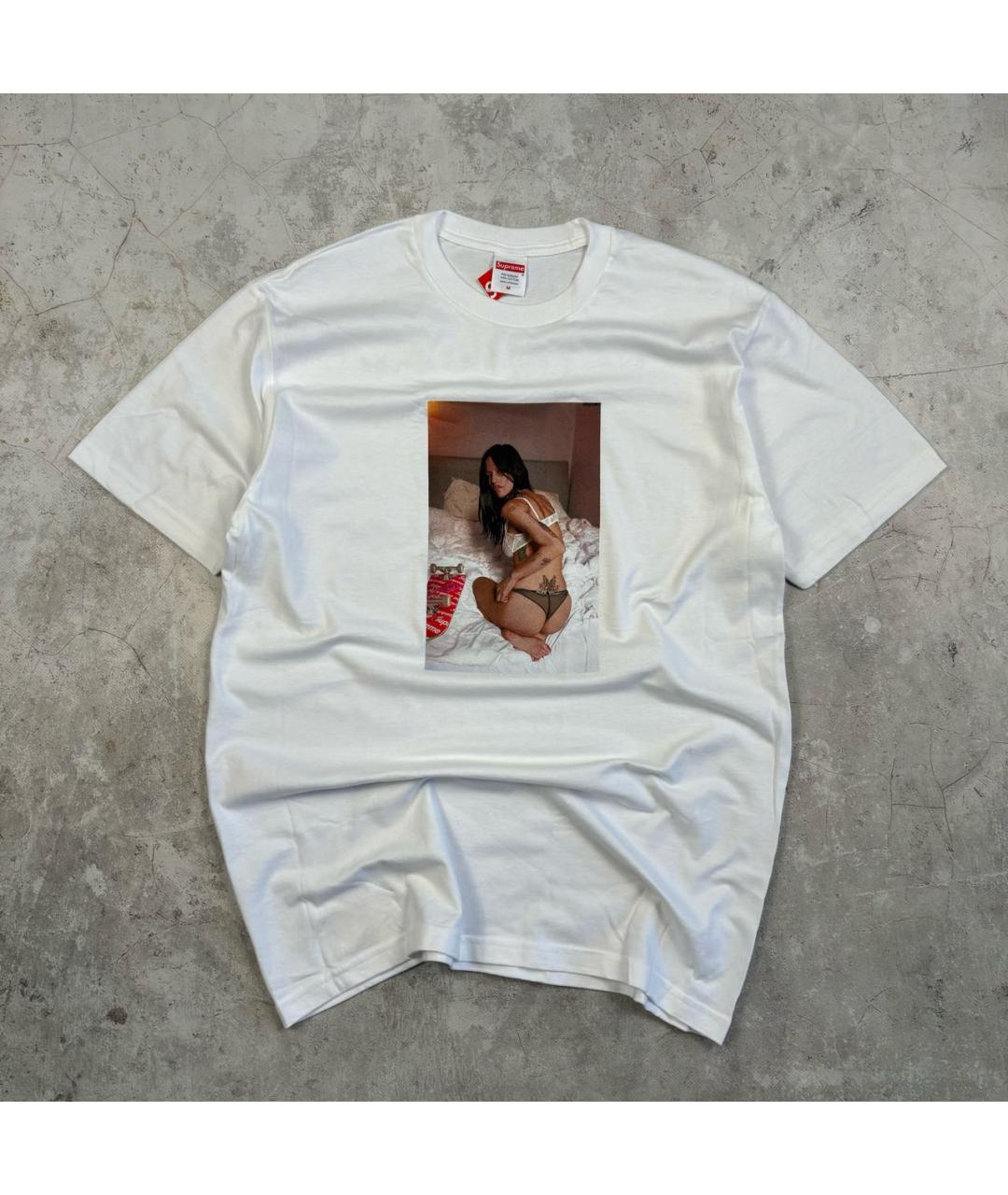 SUPREME Белая хлопковая футболка, фото 6