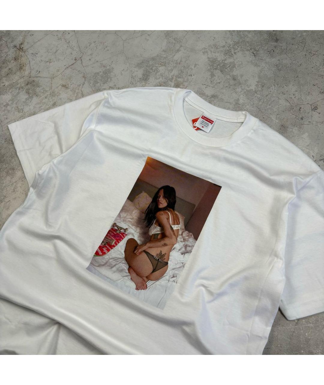 SUPREME Белая хлопковая футболка, фото 2