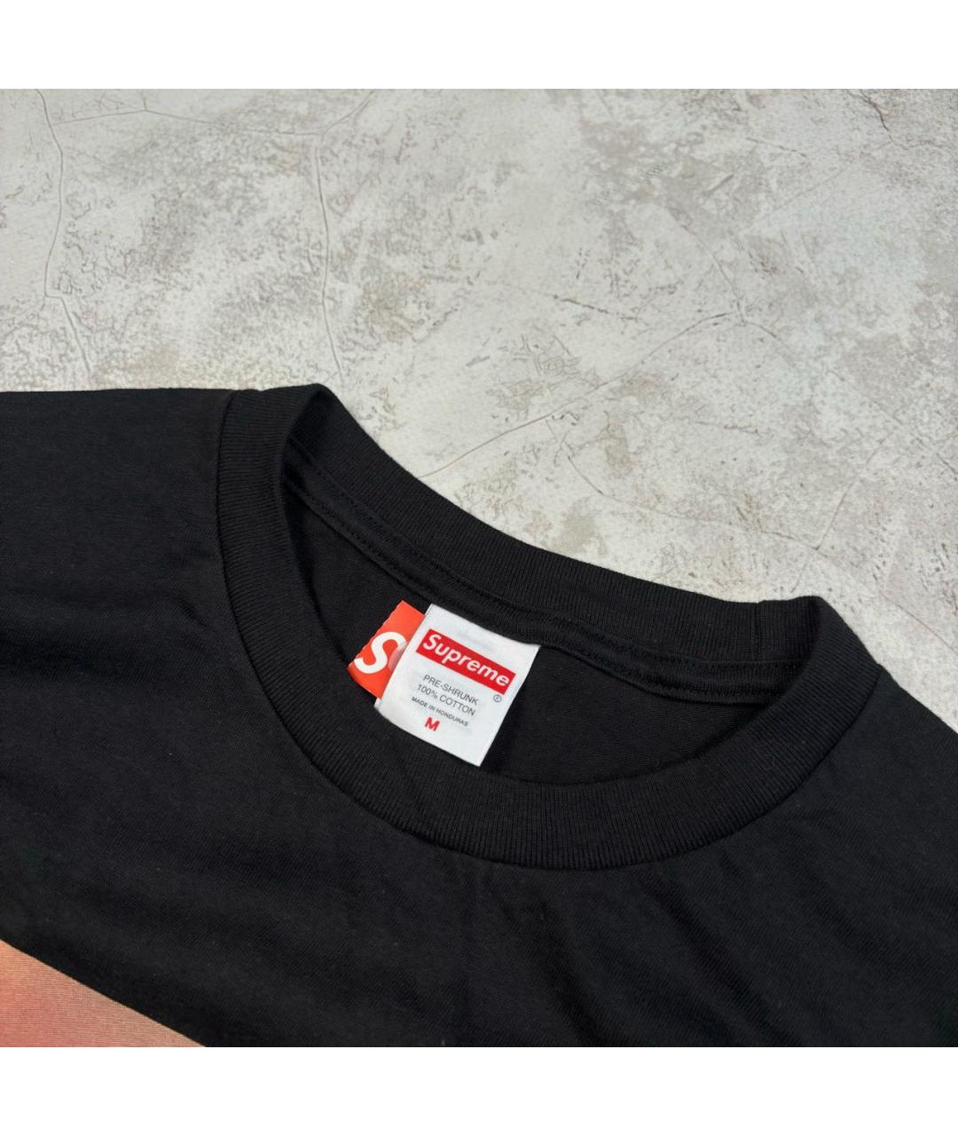 SUPREME Черная хлопковая футболка, фото 3