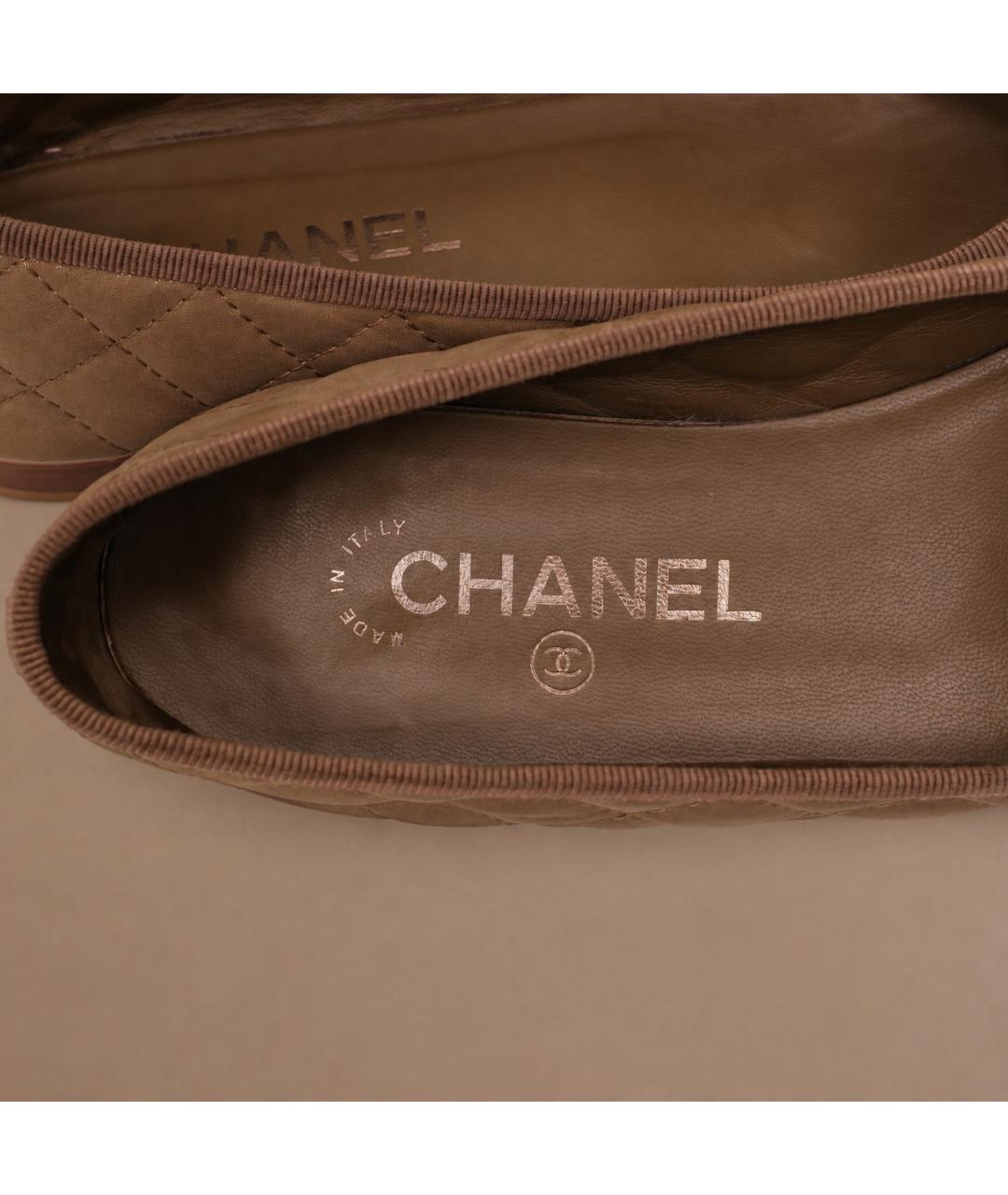 CHANEL Коричневые кожаные балетки, фото 6