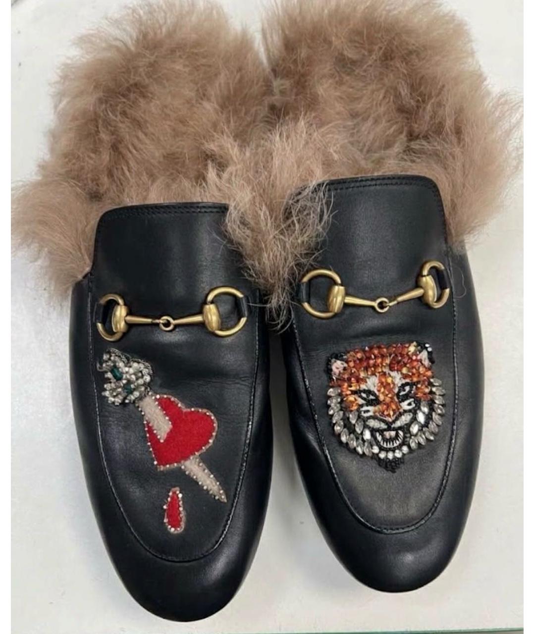 GUCCI Черные кожаные сабо, фото 7