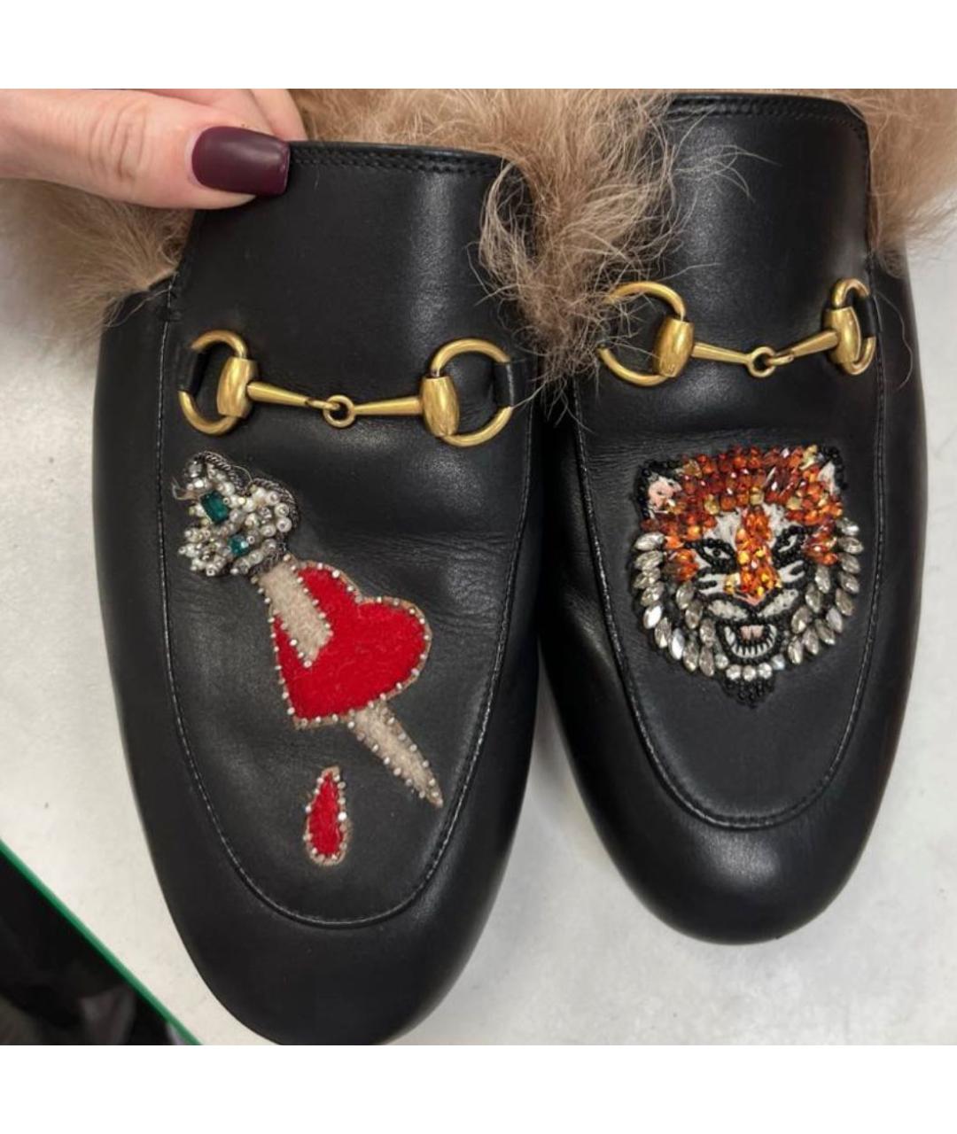 GUCCI Черные кожаные сабо, фото 5