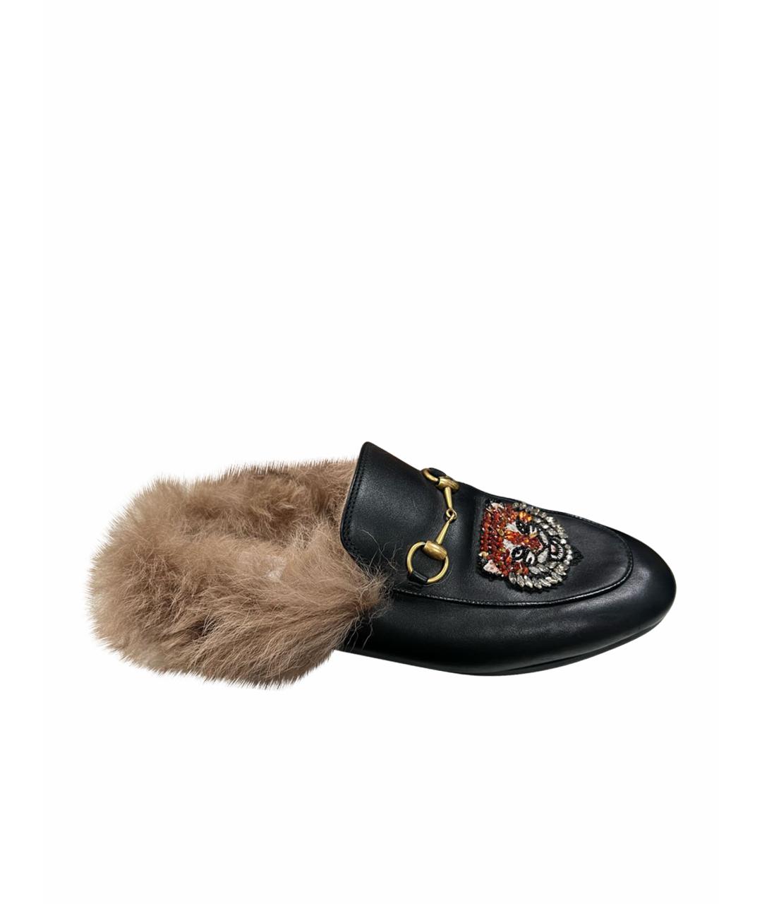 GUCCI Черные кожаные сабо, фото 1