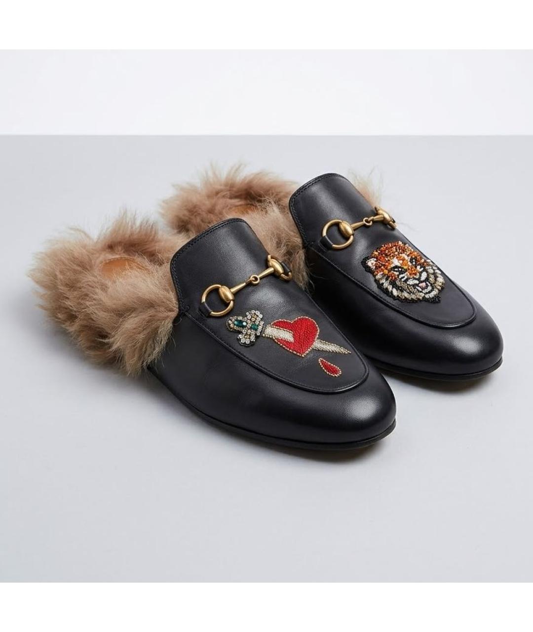 GUCCI Черные кожаные сабо, фото 2