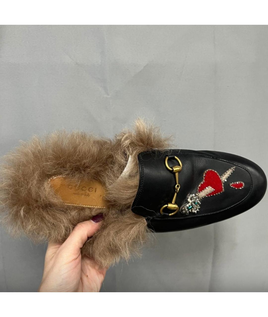 GUCCI Черные кожаные сабо, фото 6