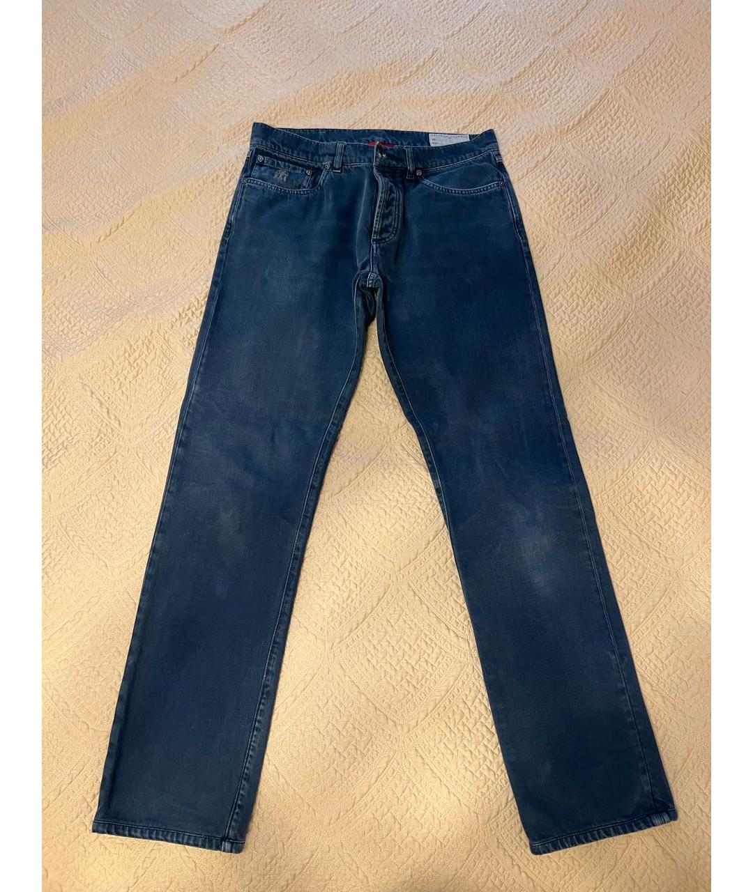 BRUNELLO CUCINELLI Синие хлопковые прямые джинсы, фото 6