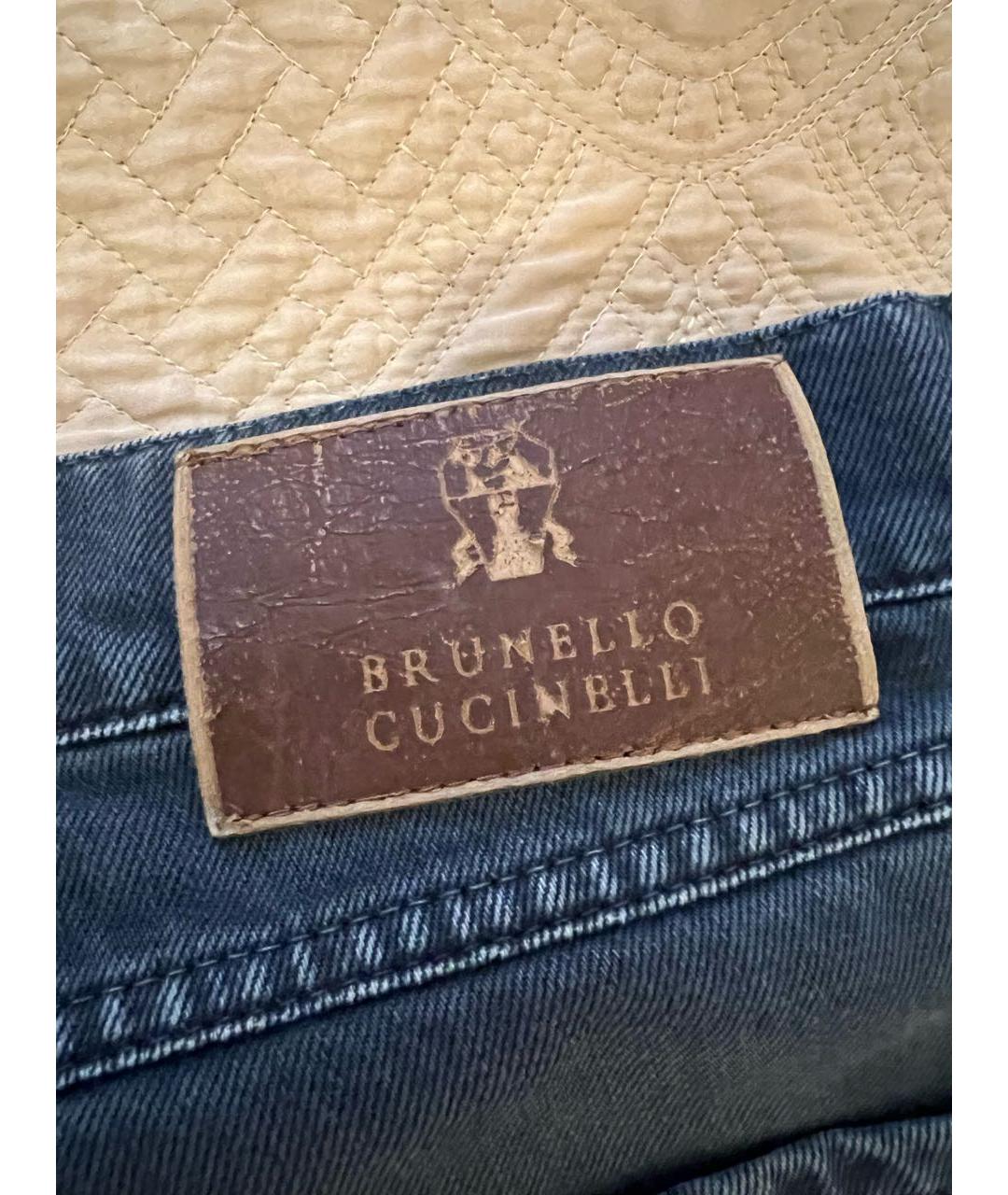 BRUNELLO CUCINELLI Синие хлопковые прямые джинсы, фото 3