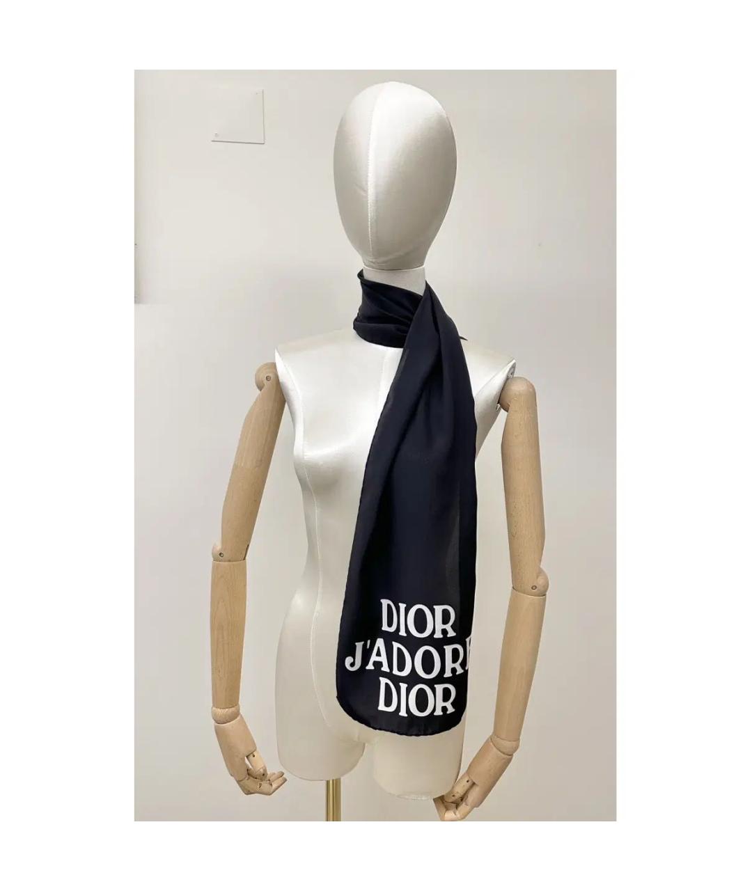 CHRISTIAN DIOR Черный шелковый шарф, фото 5