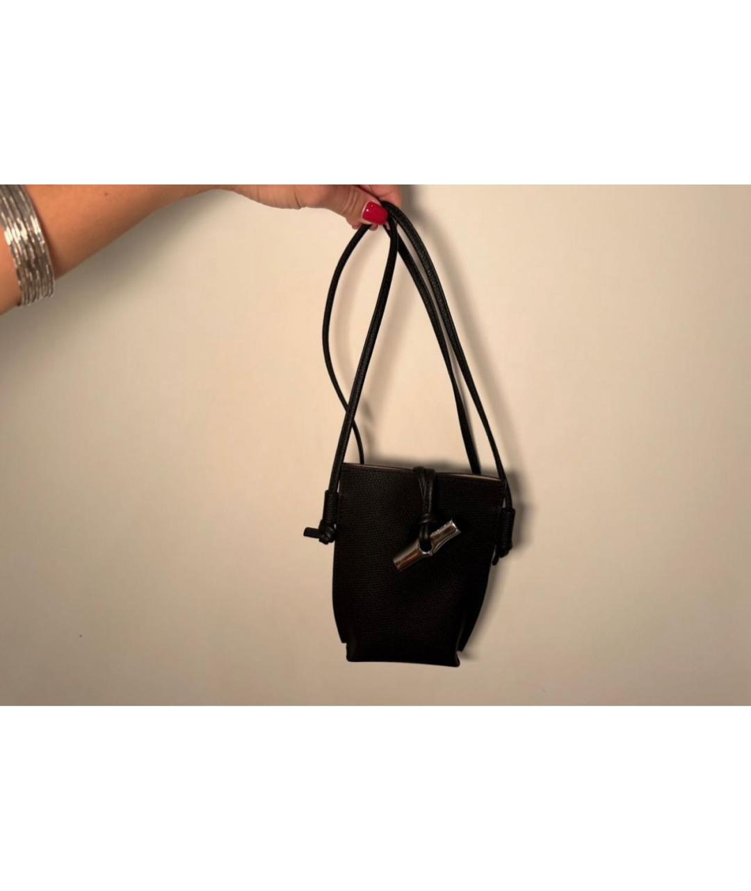LONGCHAMP Черная кожаная сумка через плечо, фото 6
