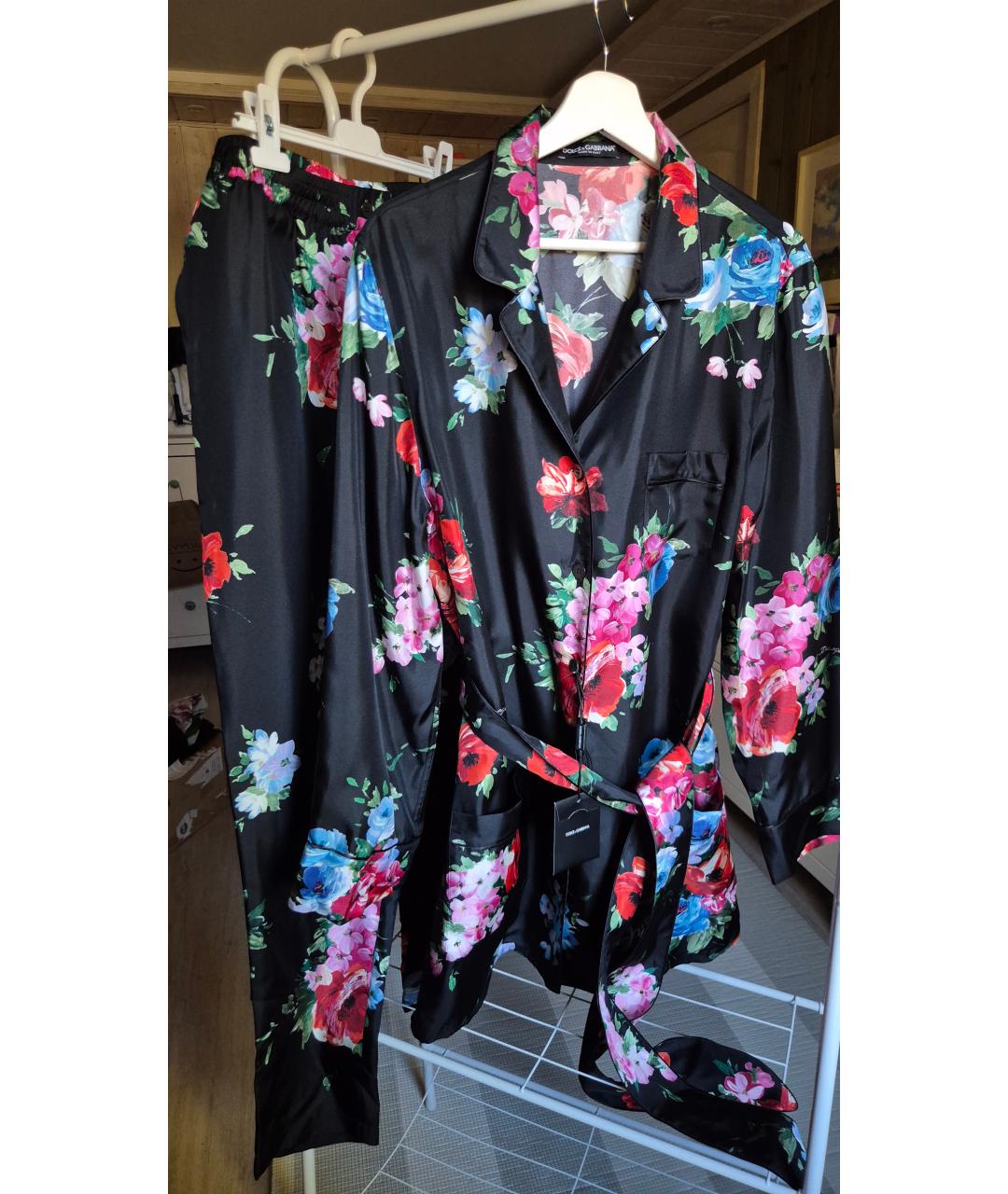 DOLCE&GABBANA Черный шелковый костюм с брюками, фото 8