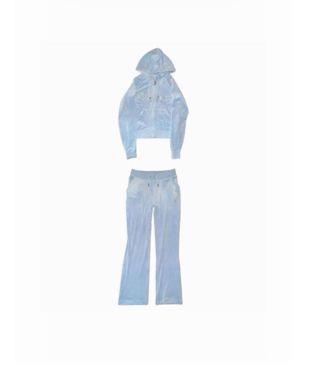 JUICY COUTURE Голубой велюровый спортивные костюмы, фото 9