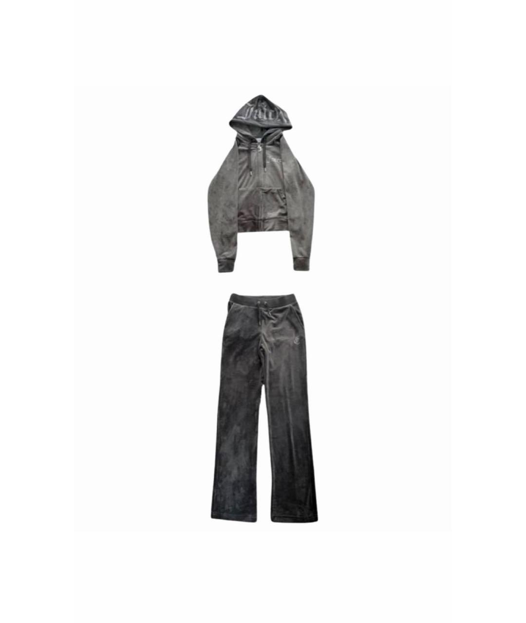 JUICY COUTURE Антрацитовый велюровый спортивные костюмы, фото 8