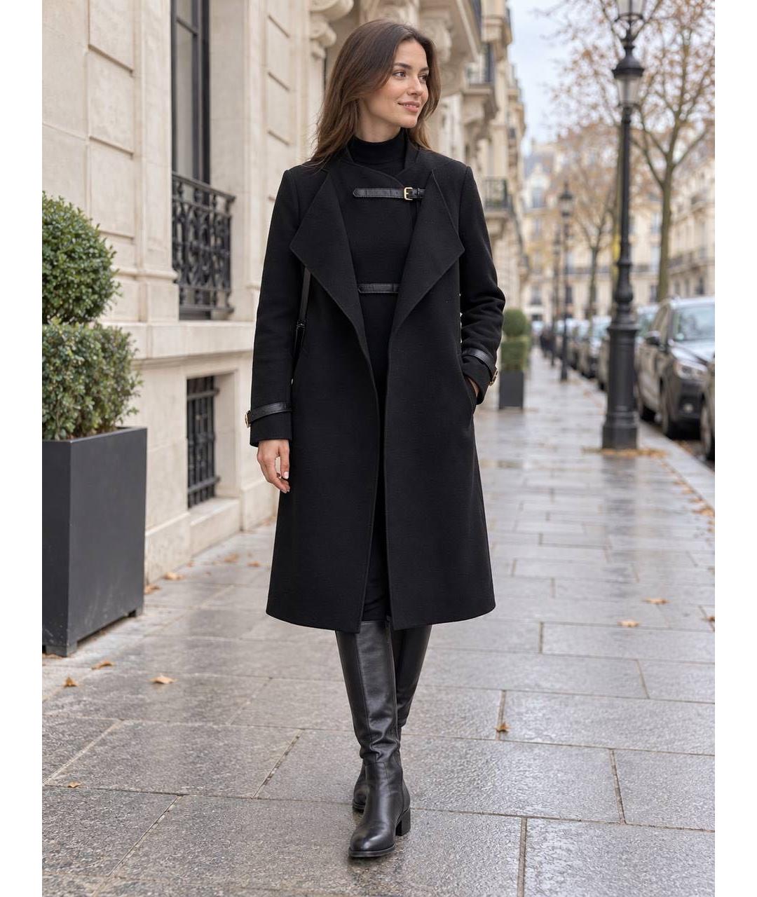 3.1 PHILLIP LIM Черное шерстяное пальто, фото 2