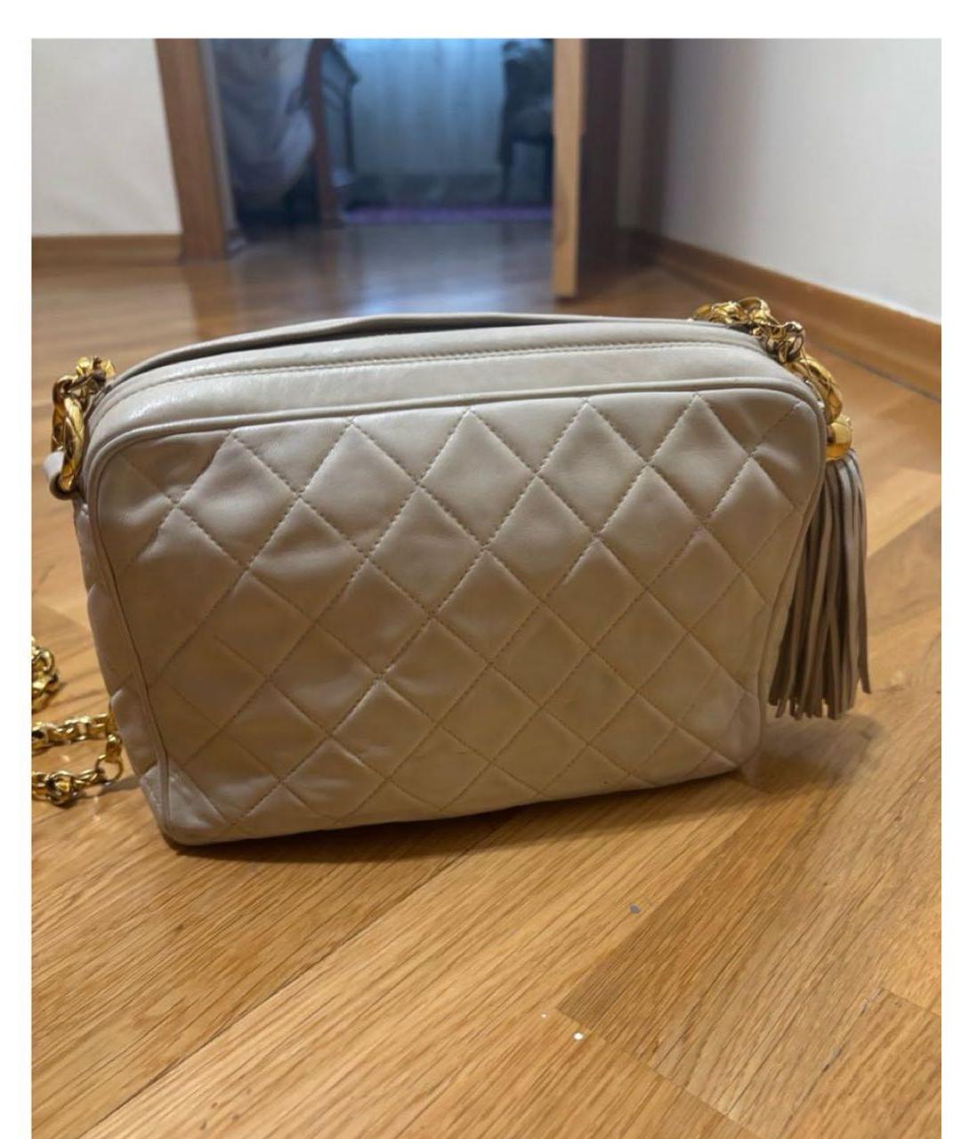 CHANEL Бежевая кожаная сумка через плечо, фото 2