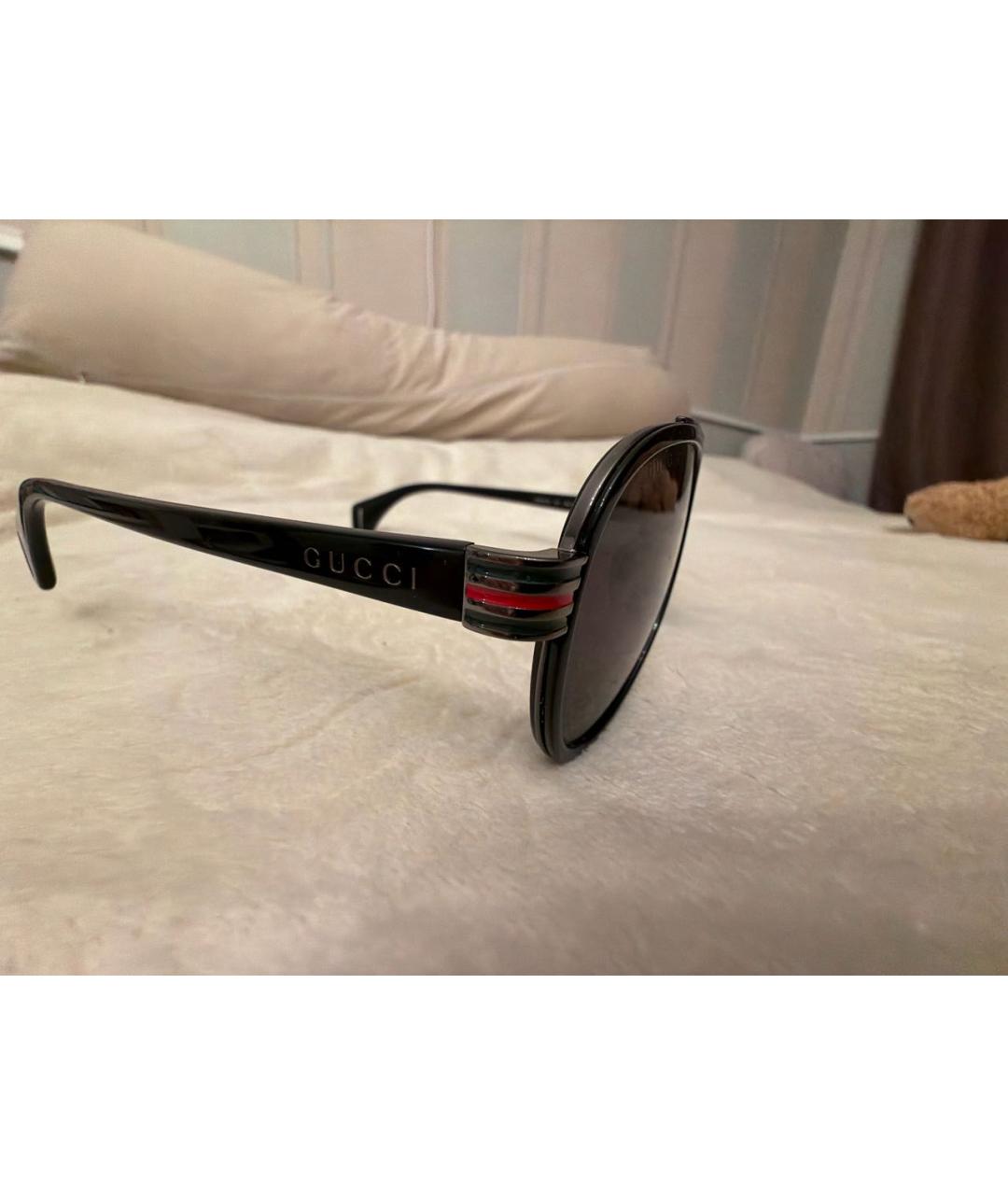 GUCCI Черные металлические солнцезащитные очки, фото 3