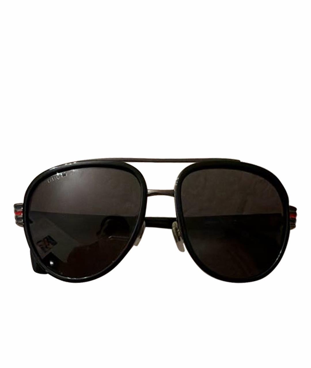 GUCCI Черные металлические солнцезащитные очки, фото 1