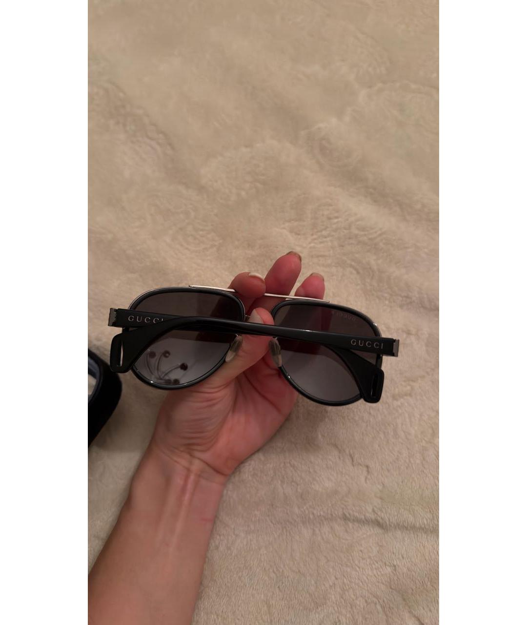 GUCCI Черные металлические солнцезащитные очки, фото 5