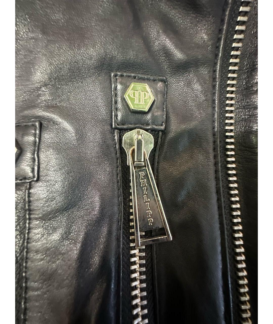 PHILIPP PLEIN Черная кожаная куртка, фото 5