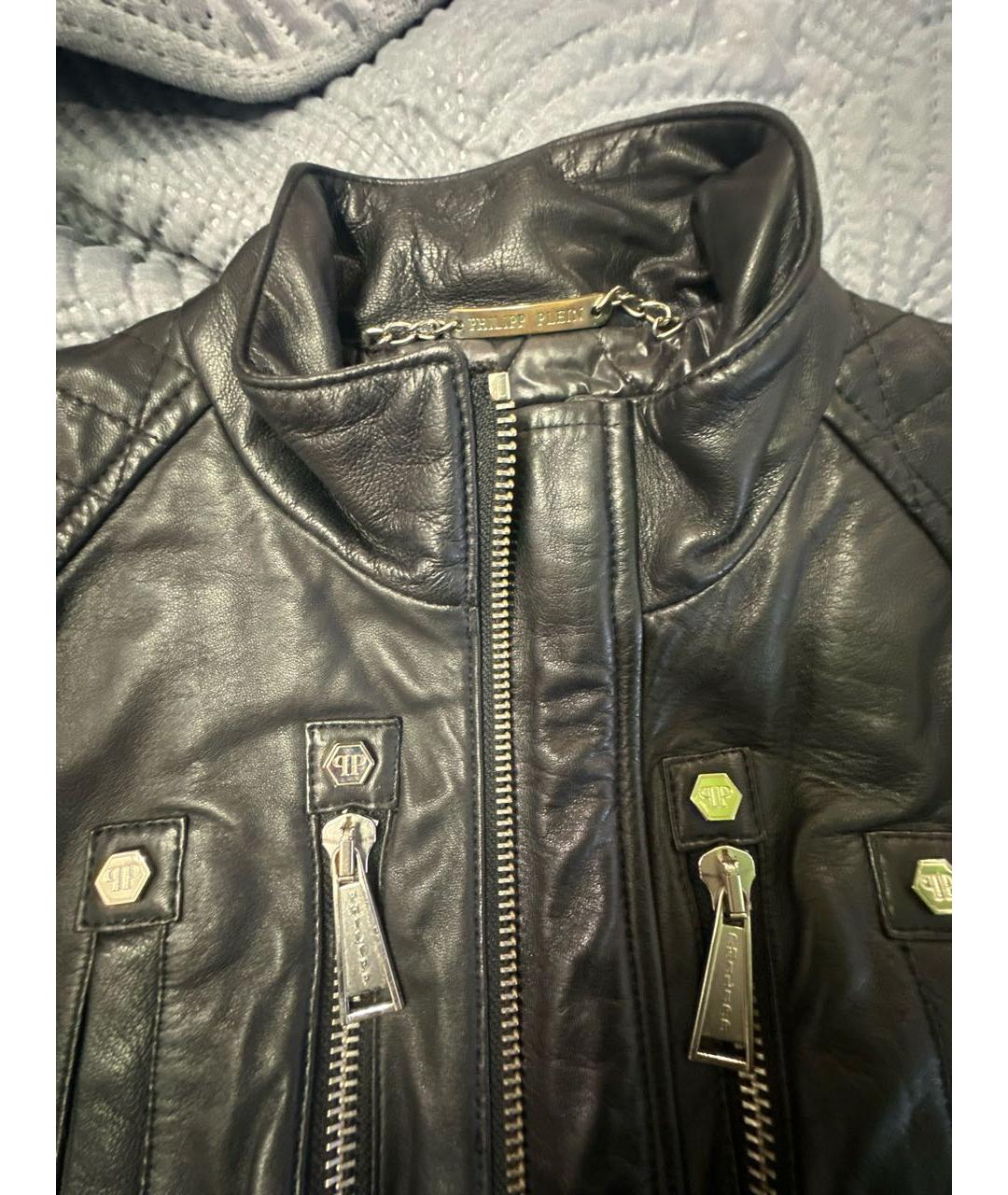 PHILIPP PLEIN Черная кожаная куртка, фото 4
