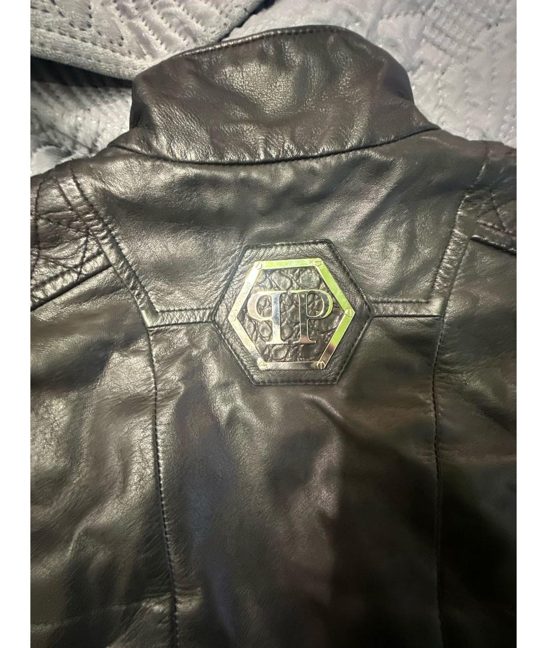 PHILIPP PLEIN Черная кожаная куртка, фото 3