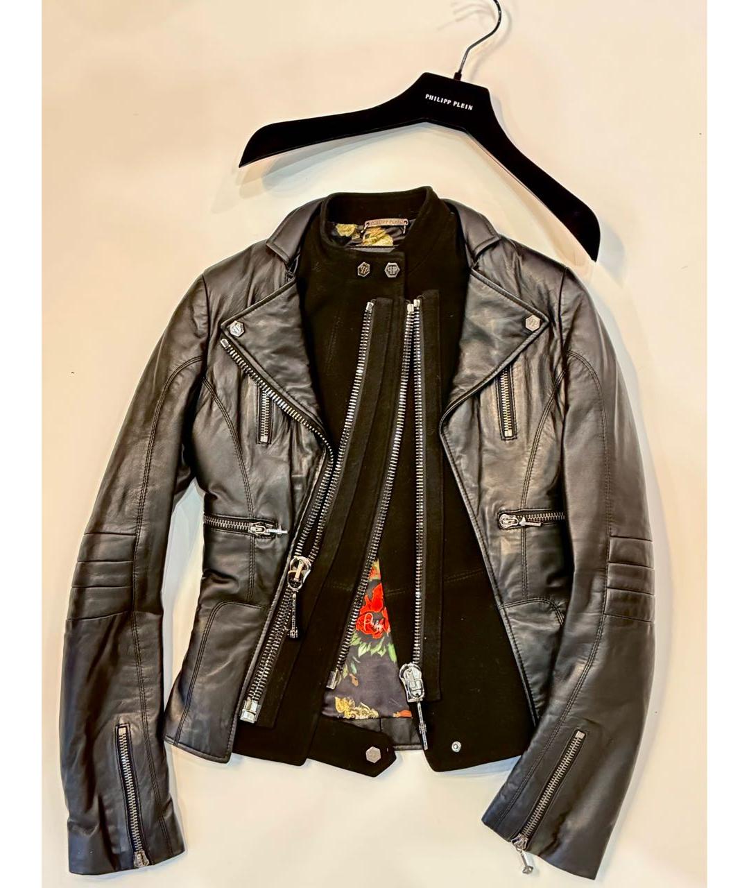 PHILIPP PLEIN Черная кожаная куртка, фото 2