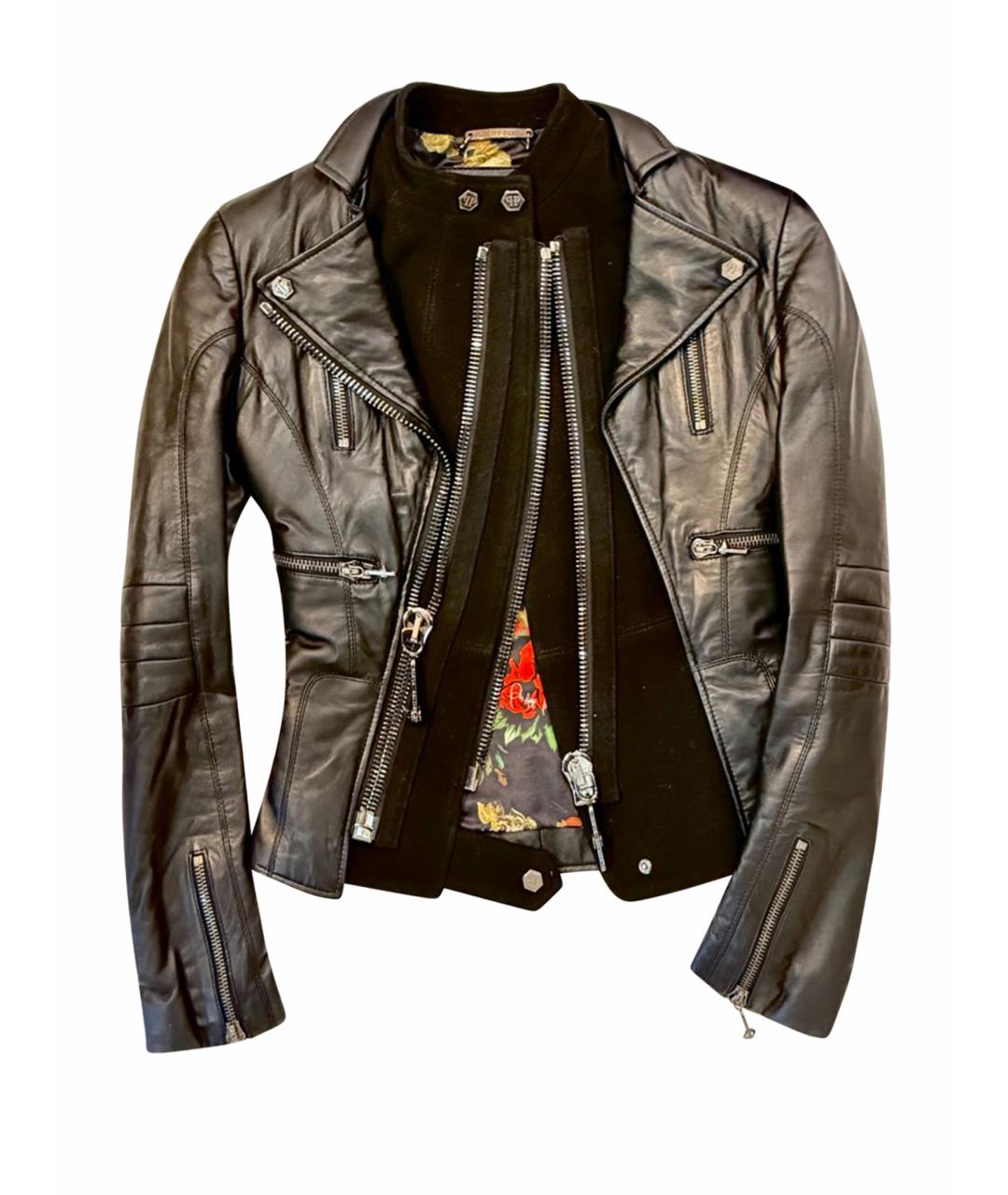 PHILIPP PLEIN Черная кожаная куртка, фото 1