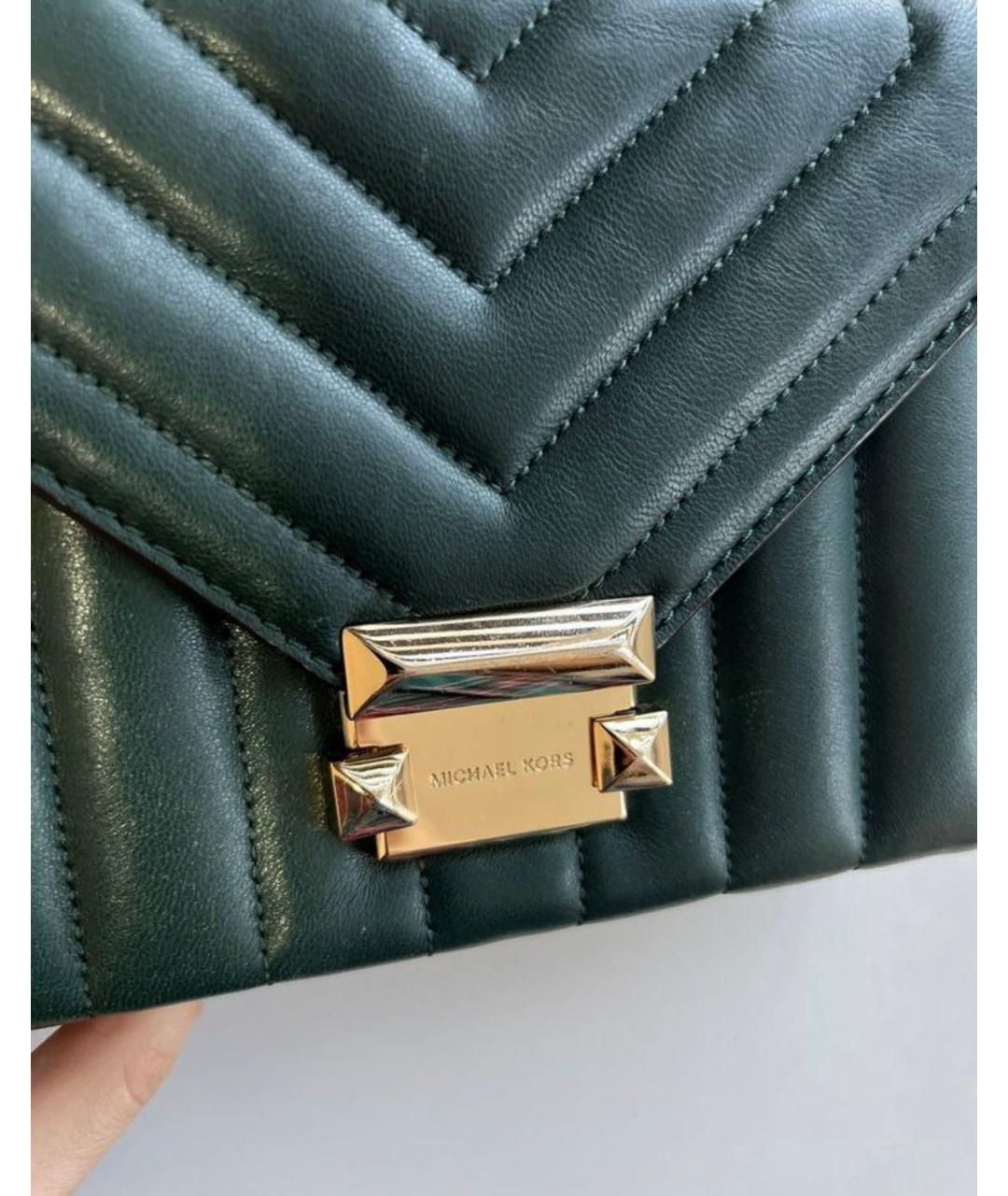 MICHAEL KORS Зеленая кожаная сумка через плечо, фото 7