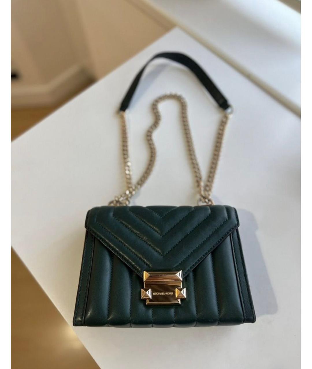 MICHAEL KORS Зеленая кожаная сумка через плечо, фото 6
