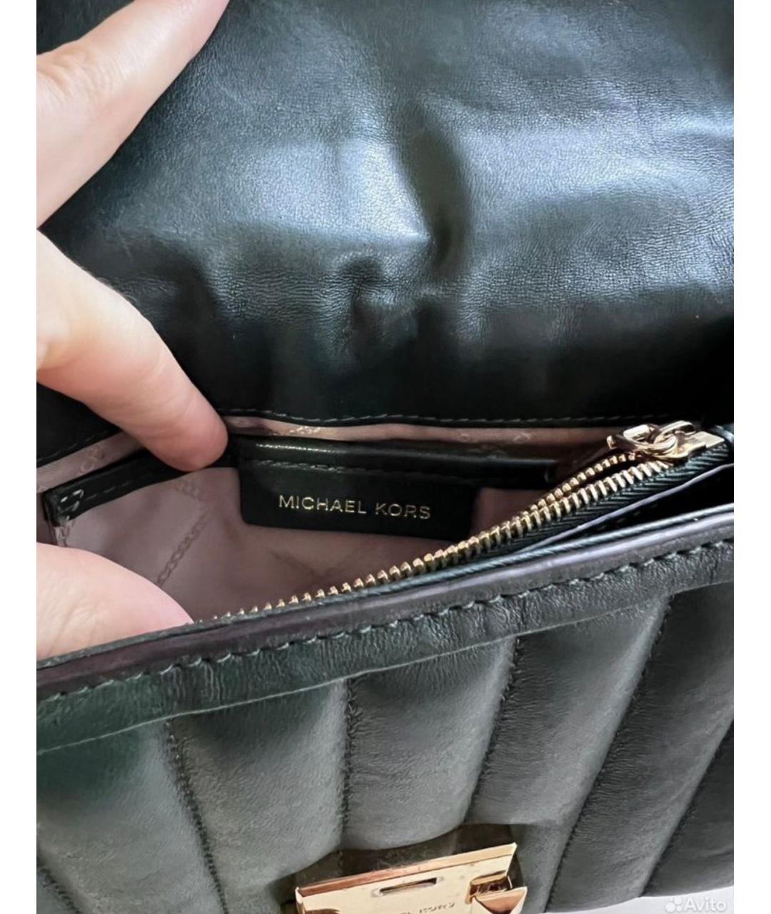 MICHAEL KORS Зеленая кожаная сумка через плечо, фото 4