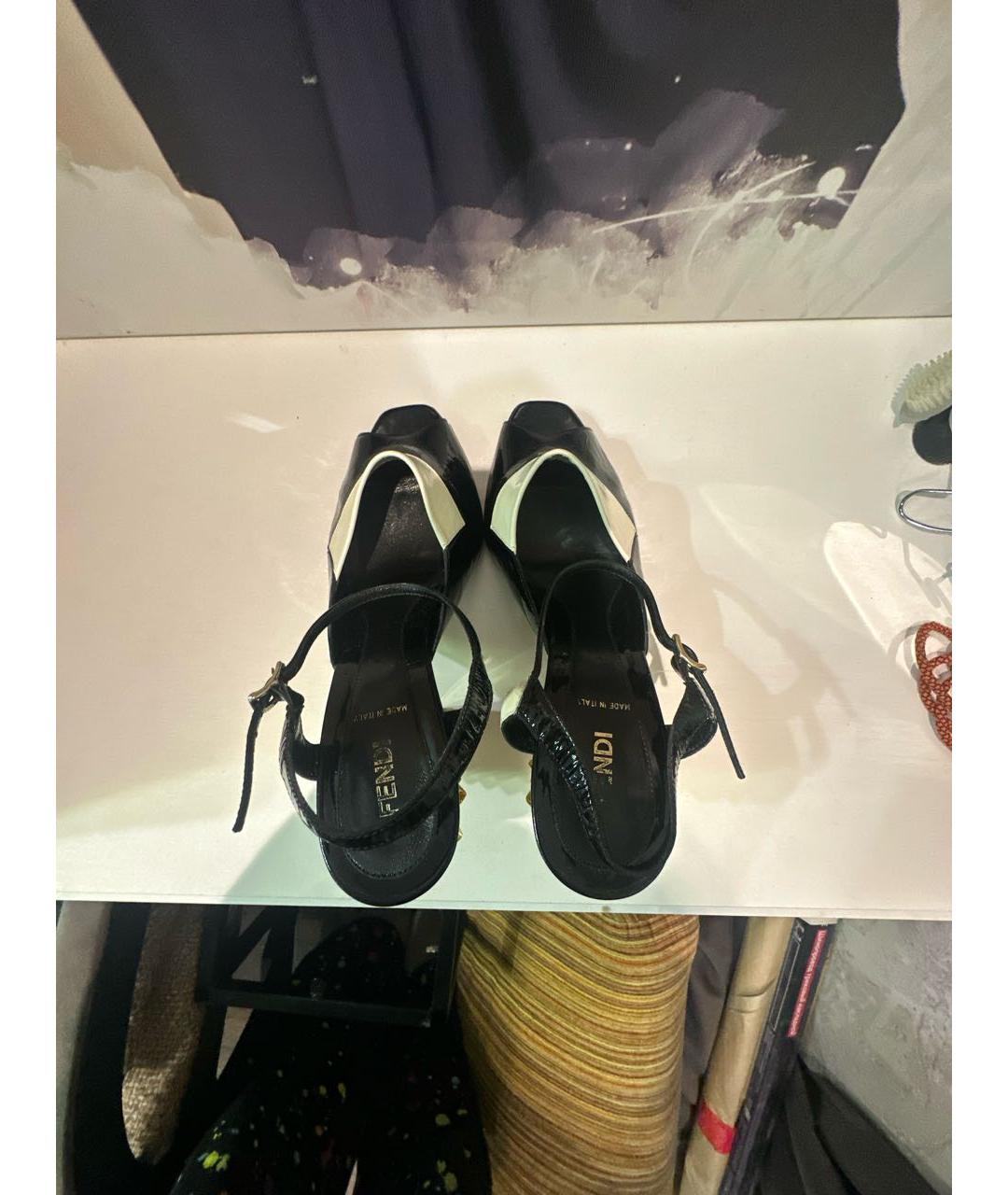 FENDI Черные босоножки из лакированной кожи, фото 3