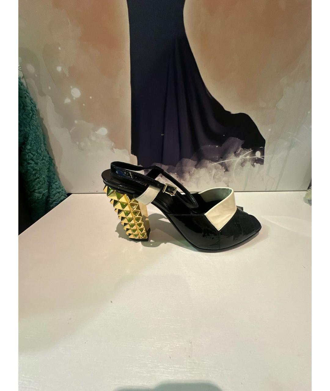 FENDI Черные босоножки из лакированной кожи, фото 6