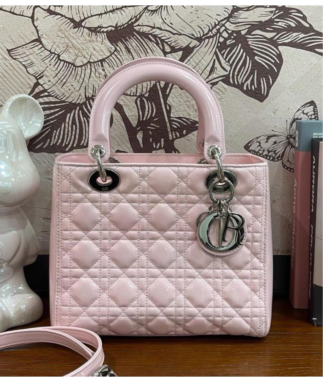 CHRISTIAN DIOR Розовая кожаная сумка через плечо, фото 3